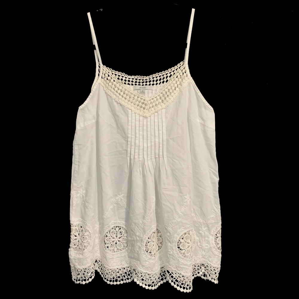 Acemi White Crochet-Trim Camisole Tank